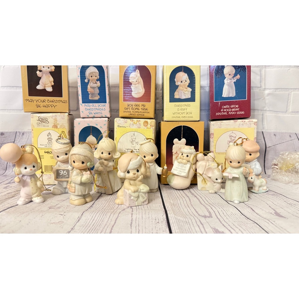 Precious Moments Christmas Ornament Lot Enesco Vintage Boxed Set of 10 Figurine